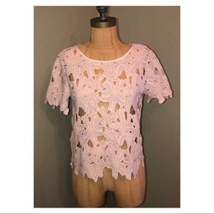 Gianni Bini Loni Lace Top - XS - Pale Pink